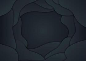 Black paper cut background. Abstract realistic papercut decoration textured with wavy layers. 3d topography relief. topographic illustration. Cover layout template. vector
