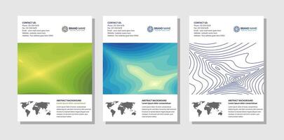 A4 format modern cover mock up design templates for brochure, magazine, flyer, booklet, annual report. Topographic contour map, abstract monochrome background. vector