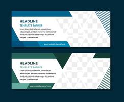 abstract geometric banner template layout design. cover, catalog. Creative modern concept with triangle pattern for photo collage space. flat blue and green color. line pattern vector