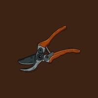 lawn or branch of tree cutter hand tool instrument doodle illustration isolated on white background vector