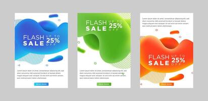 collection of Dynamic modern fluid mobile flash Sale banners. poster banner template design in vertical layout vector