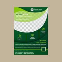Brochure, annual report, flyer, magazine templates. Set of modern green corporate designs. leaf shape for photo collage space. A4 layout abstract background vector