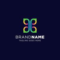 Butterfly Blend logo template icon symbol with vibrant color. geometric colorful symmetric sign vector