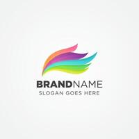 colorful abstract tail of fox logo on gradient white and grey color background vector