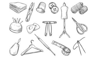 tailor equipment handdrawn collection vector