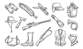 hunting handdrawn collection vector