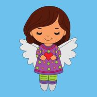 Cute little girl angle with a heart vector