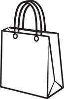 Paper shopping bag icon clean simple outline black vector