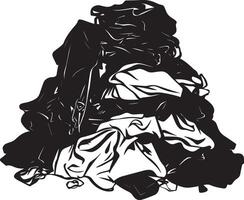 Heap of mess clothes clean simple silhouette black vector