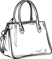 Lady's handbag clean simple outline black vector