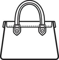 Woman's fashion bag clean simple icon linear black vector