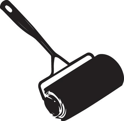 Paint roller clean simple silhouette black