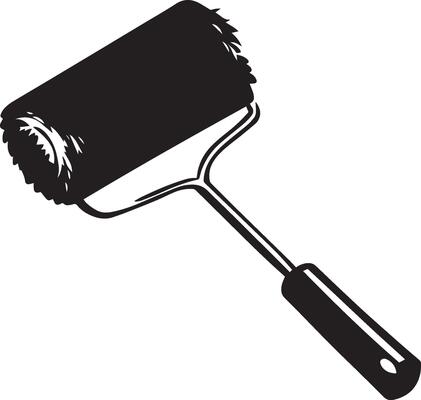 Paint roller clean simple icon silhouette black