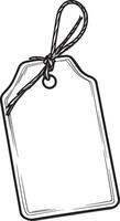 Paper label sale tag tied with string clean simple outline black vector