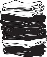 Folded clothes stack clean simple silhouette black vector