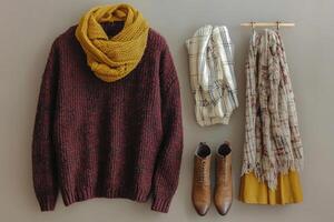 Autumn date outfit featuring stylish layers and warm tones photo