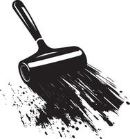 Paint roller brush with trail clean simple silhouette black vector