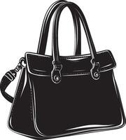 Lady's handbag clean simple silhouette black vector