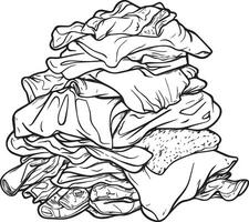 Heap of mess clothes clean simple outline black vector