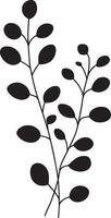 eucalyptus leaves with branches clean simple icon outline black vector
