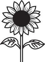 Sunflower clean simple linear outline black vector
