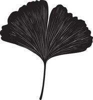 Ginko leaf clean simple silhouette black vector
