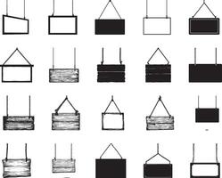 collection of Hanging blank billboard clean simple silhouette black vector