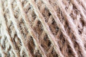 Texture of the brown natural rustic hemp cord in roll photo