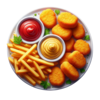 Chicken Nuggets and Fries with Sauces png