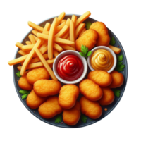 Chicken nuggets and fries and dips png