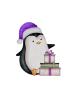 Adorable Winter Penguin. Unique Watercolor Design for Greeting Cards and Holiday Merchandise png