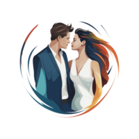 The couple is in a circle with a swirl around them png