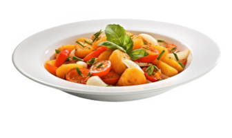 Potato salad with tomato and basil Isolated isolated on transparent background. png