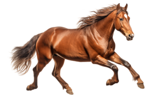 Arabian horse running isolated on transparent background. Side view. 3d rendering. png