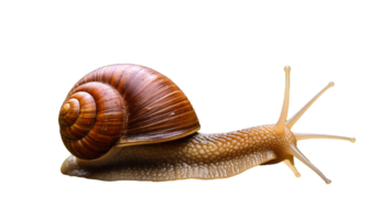 Snail isolated on a transparent background. Clipping path included for easy extraction. png