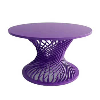 púrpura redondo mesa aislado en transparente antecedentes. 3d representación. png