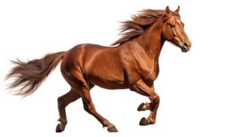 Brown horse run gallop isolated on transparent background. Side view png