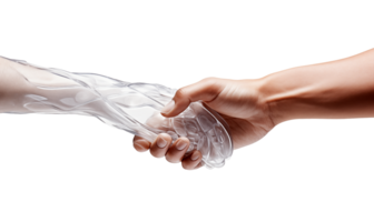 Close-up image of human hands holding each other isolated on transparent background png