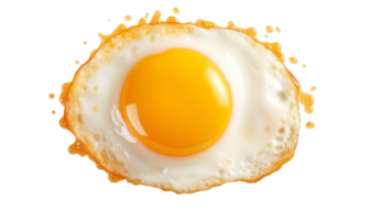 Fried egg in splash isolated on transparent background. Top view png