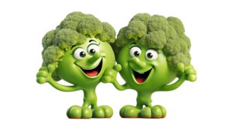 3d rendered illustration of broccoli and cauliflower characters isolated on transparent background png