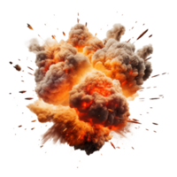 big explosion with smoke, isolated on transparent background. 3d rendering png
