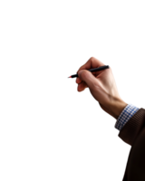Close-up image of human hand drawing with stylus isolated on transparent background png