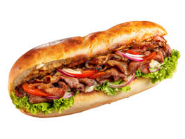 Pulled pork sandwich isolated on transparent background with clipping path png