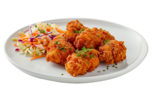 Fried chicken wings with coleslaw salad. isolated on transparent background png