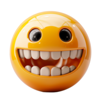 Smiling orange emoticon isolated on transparent background. 3d render png