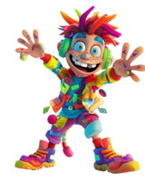 3d Render of Little Boy with Headphones and Colorful Clipping Path png
