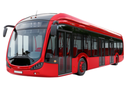 Red bus isolated on transparent background. 3d rendering. Front view png