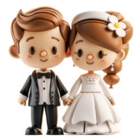 Couple of newlyweds isolated on transparent background. 3d rendering png