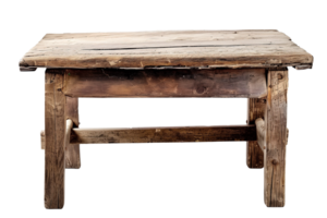 Old wooden table isolated on transparent background. Clipping path included png