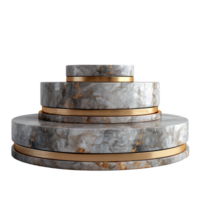 3d render of marble podium with gold elements isolated on transparent background png